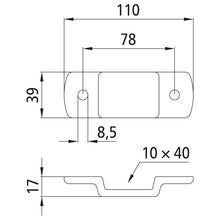 Stanchion holder, 10 x 40 mm, drop-f.ged, galvanised stl.