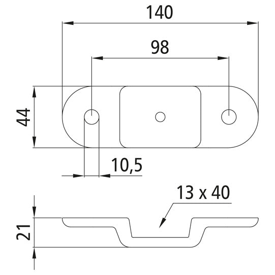 Pylväskannatin, 13 x 40 mm, alasvedettävä, sinkitty teräs.