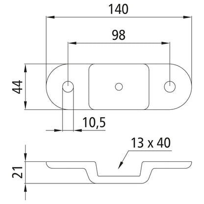 Pylväskannatin, 13 x 40 mm, alasvedettävä, sinkitty teräs.