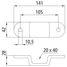 Stanchion holder, 20 x 40 mm, drop-f.ged, galvanised stl.