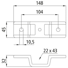 Stanchion holder, 22 x 43 mm, drop-f.ged, galvanised stl.