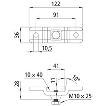 Stanchion bracket 10 × 40, countersunk, galvanised, w/ M10 x 25