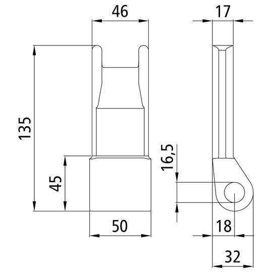 Hinge stub for flap hinge, raw, forged steel