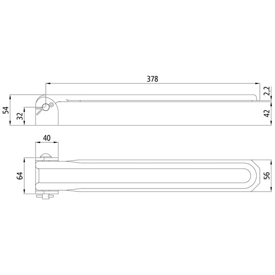 Side tilt hinge no. 114A, 378 mm, galvanized, complete