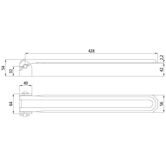 Side tilt hinge no. 114A, 428 mm, galvanised, complete