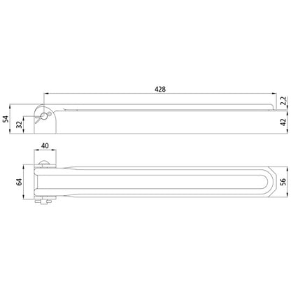 Side tilt hinge no. 114A, 428 mm, galvanised, complete