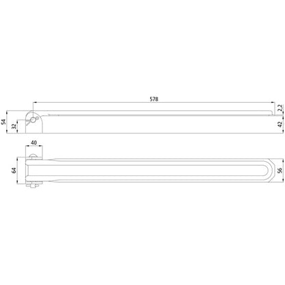 Sivukallistussarana nro 114A, 578 mm, sinkitty, täydellinen