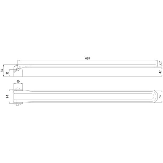 Side tilt hinge no. 114A, 628 mm, galvanized, complete