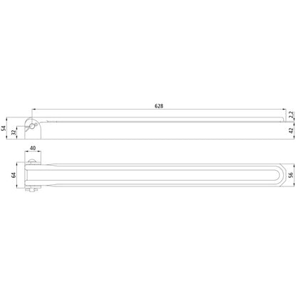 Side tilt hinge no. 114A, 628 mm, galvanized, complete