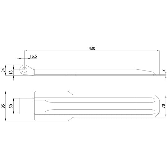 Flap hinge no. 170, 430 mm, galvanized, without accessories