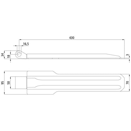 Flap hinge no. 170, 430 mm, galvanized, without accessories