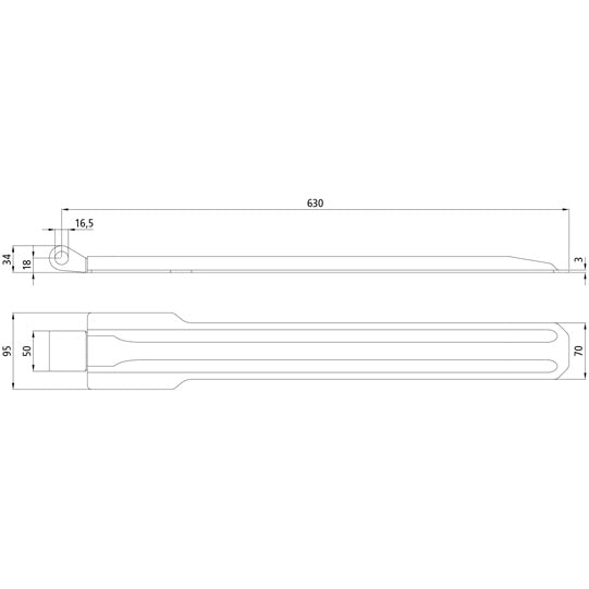 Flap hinge no. 170, 630 mm, galvanized, without accessories