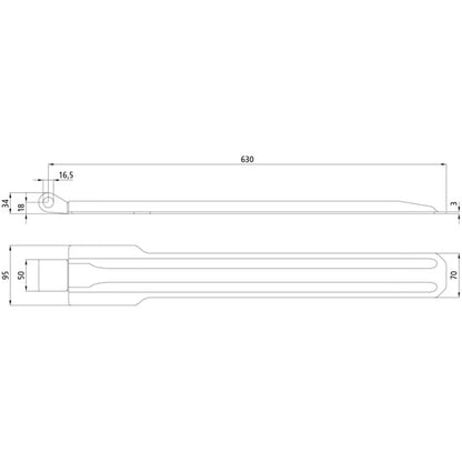 Flap hinge no. 170, 630 mm, galvanized, without accessories