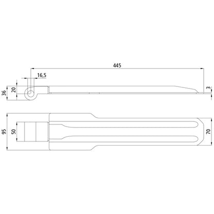 Side tilt hinge 445 mm, galvanized, without accessories