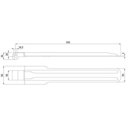 Side tilt hinge 545 mm, galvanized, without accessories