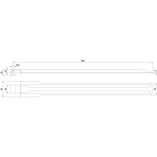 Side tilt hinge 845 mm, galvanized, without accessories