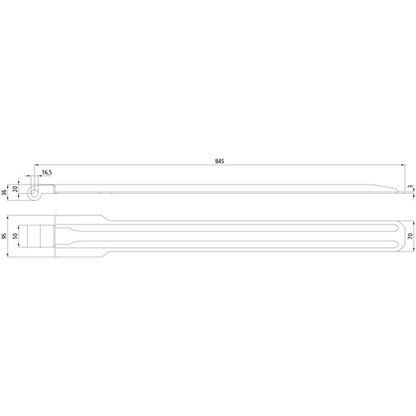 Side tilt hinge 845 mm, galvanized, without accessories