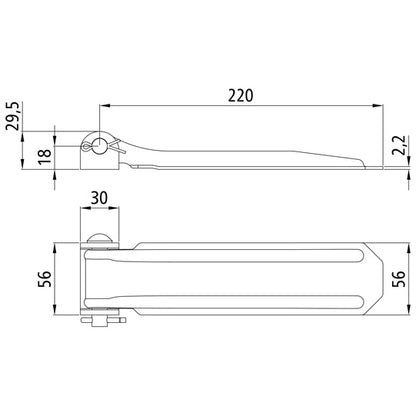 Justerbart lämgångjärn 220 mm, galvaniserat, med tillbehör.