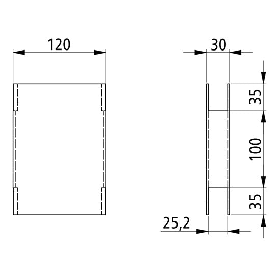 PWP gallery connector, 100 mm, aluminum, raw