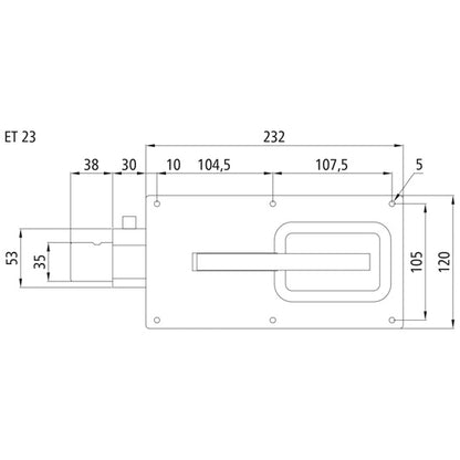 PWP flat bolt catch, galvanised, aluminium/stl.