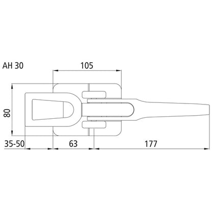 PWP cam lock w/ long engagement eyelet, galvanised