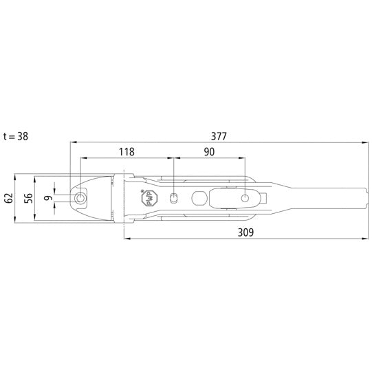 PWP Boxer II, inside Espagnolette lock f. Ø 18 mm, galvanised