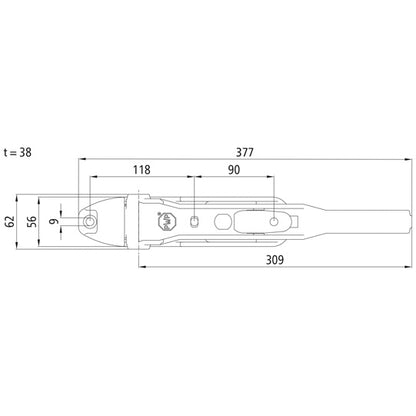 PWP Boxer II, inside Espagnolette lock f. Ø 18 mm, galvanised