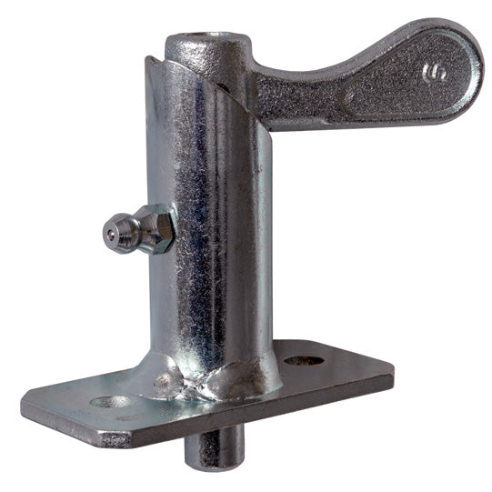 PWP spring bolt w. base plate, galvanised stl., w. grease nippl