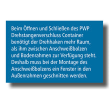 PWP espagnolette container with edging profile, 1000mm, raw