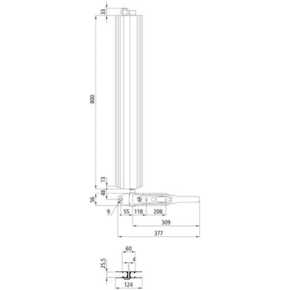 PWP espagnolette lock Boxer II, 800mm, anodized, screw-on.