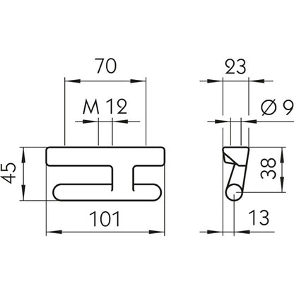 PWP hinge pin, galvanized for tie rod M12