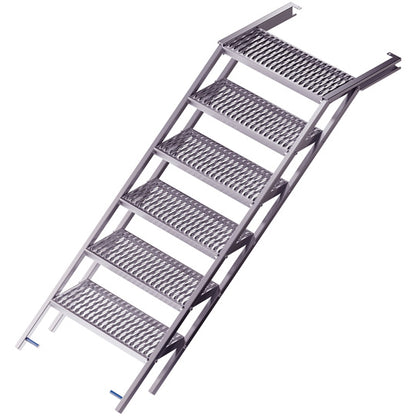 PWP Stairs, extendable, 6 steps, hot-dip galvanised stl., L 218