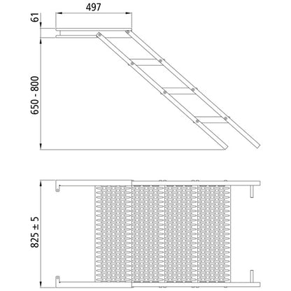 PWP pull-out staircase, 4 steps, hot-dip galvanised stl., L 161