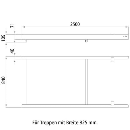 Hjälpram f. PWP-säkerhetssteg. (≥ 5 steg/bredd 825 mm)