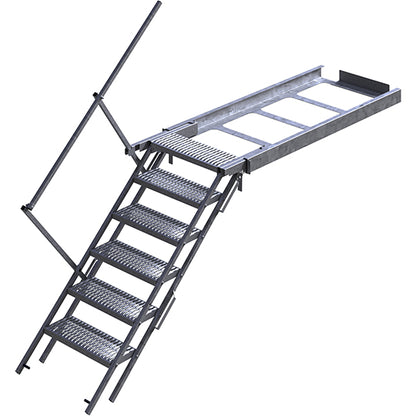 PWP pull-out staircase, 6 steps, steel fireproof, handrail left