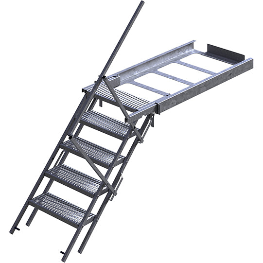 PWP pull-out staircase, 5 steps, steel fireproof, handrail R