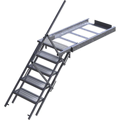 PWP pull-out staircase, 5 steps, steel fireproof, handrail R