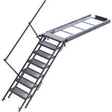 PWP pull-out staircase, 7 steps, steel fireproof, handrail left