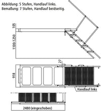 PWP Staircase extendable, 7 steps, steel fireproof