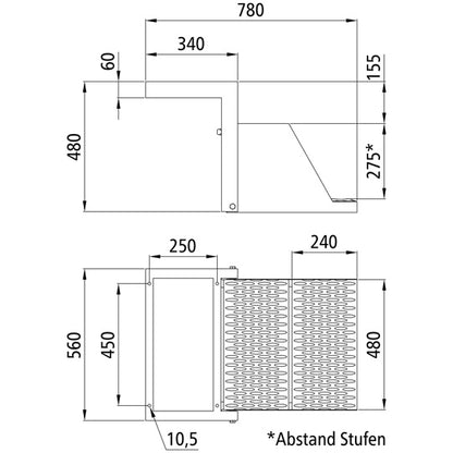 PWP fällbart steg, 2-steg, varmförzinkat stål, utan säkerhet