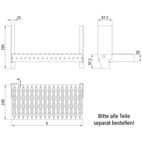 PWP-konsol R, för PWP-fällbart aluminiumsteg, varmförzinkat