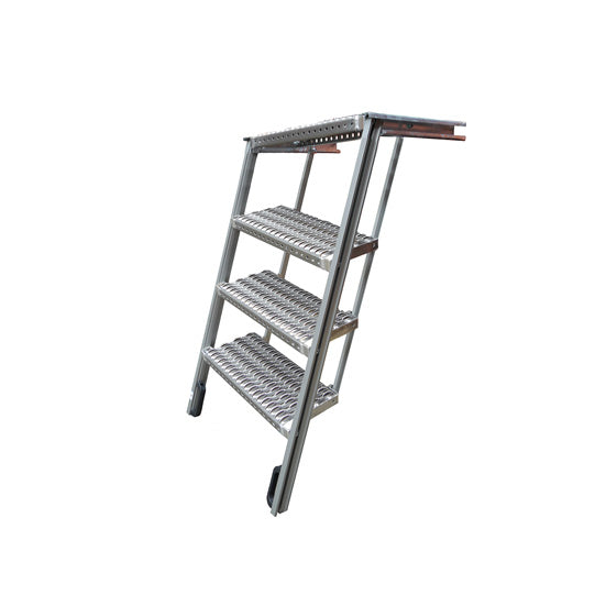 PWP Trappa, utdragbar, 4 steg, aluminium, delvis anodiserad, L