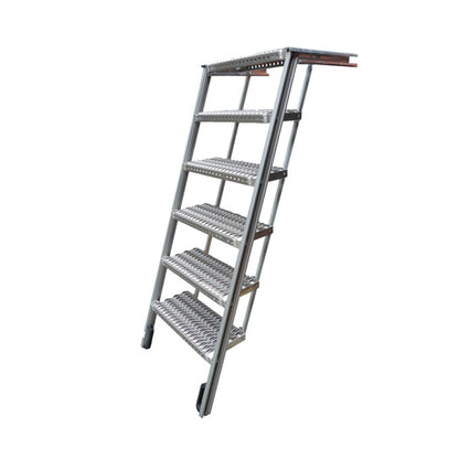 PWP Stairs extendable, 6 steps, aluminium, partly anodised, L 2