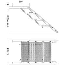PWP Trappa, utdragbar, 5 steg, aluminium, delvis anodiserad, L