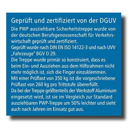 PWP Trappa utdragbar, 6 steg, aluminium, delvis anodiserad, L 2