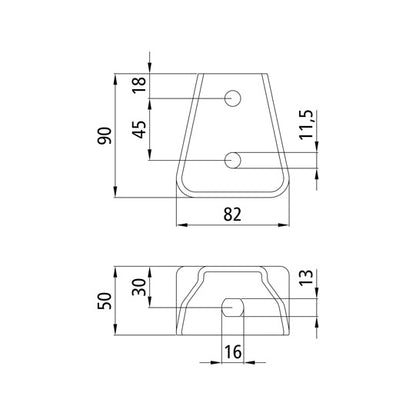 PWP screw-on bracket/console, hot-dip galvanised, slotted hole