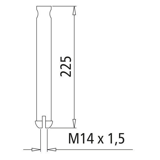 PWP rörformad fälgmutter, M14 x 1,5, längd 225 mm