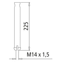 PWP tubular rim nut, M14 x 1.5, length 225 mm