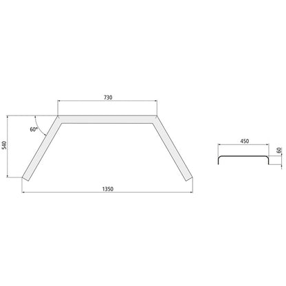 Mudguard RA 135.45, checker plate 3/5, 450 × 1350 × 540 mm