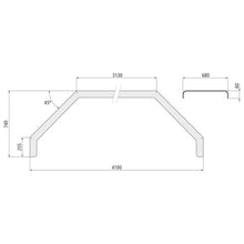 Three-axle mudguard QA 410.68, 680 × 4100 × 740 mm